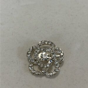 Dazzling Silver Crystal Floral Brooch